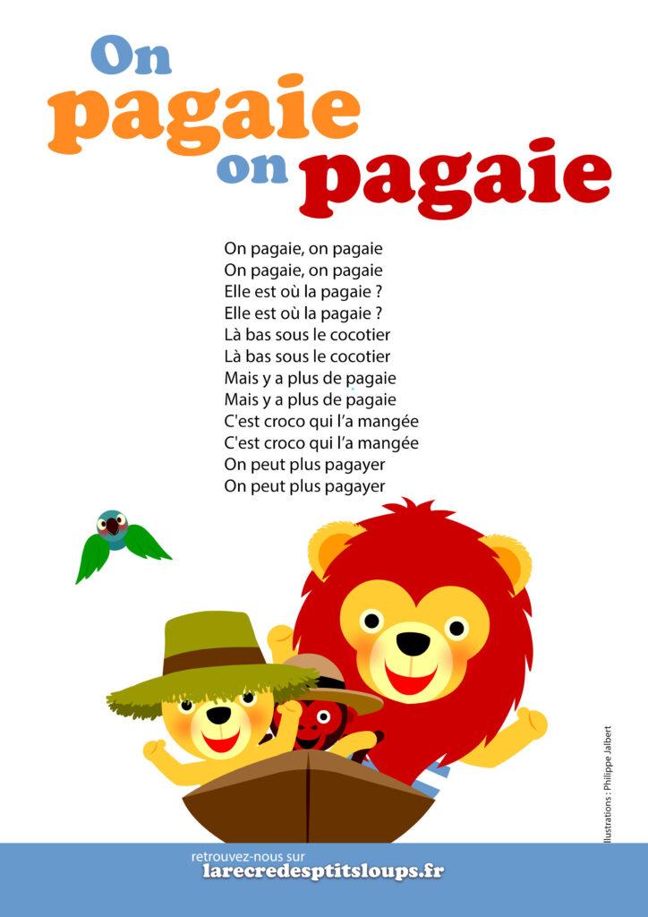 on pagaie on pagaie paroles de la comptine à imprimer gratuitement pour l'école et la creche